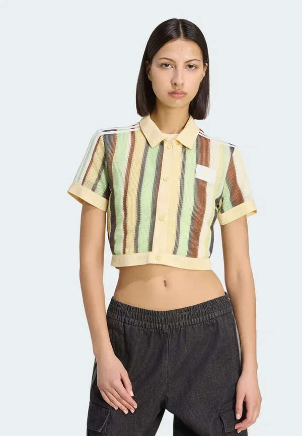 Блуза Adidas Originals Summer Glow Striped Cropped Button Down, светло-желтый