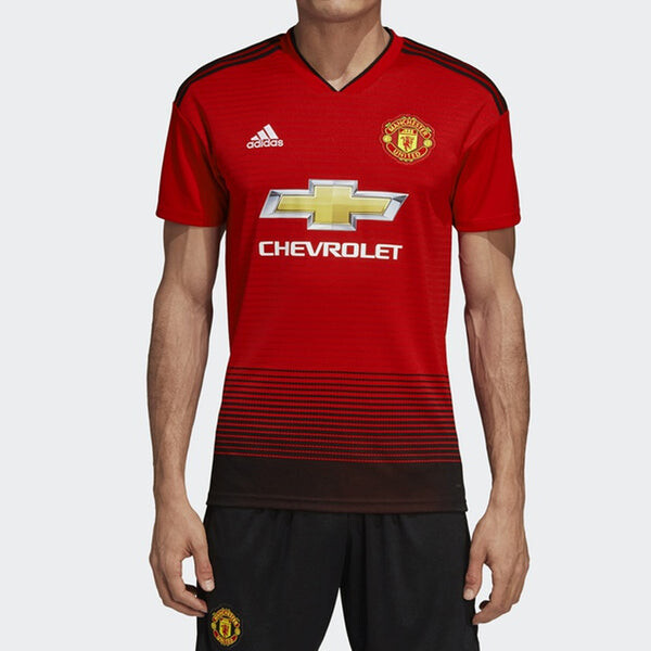 Спортивная футболка manchester united 18/19 fan edition home jersey 'red black' Adidas, красный — фото 3
