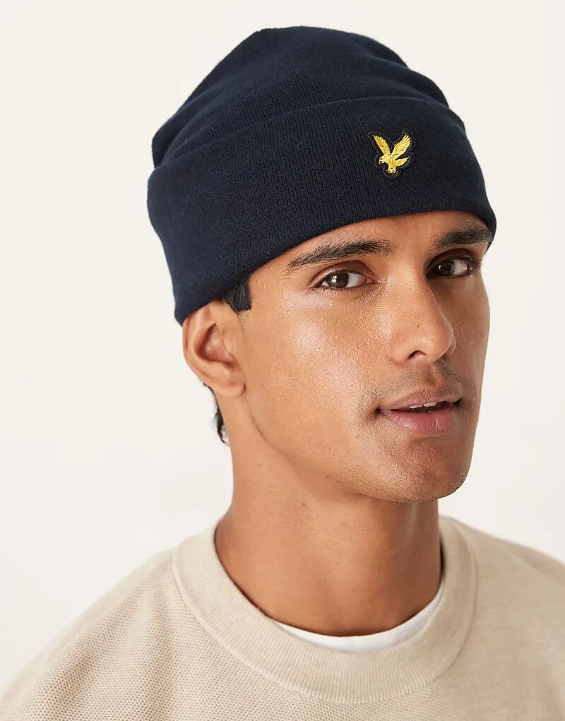 

Шапочка Lyle & Scott Headwear из хлопковой мериносовой шерсти в цвете z271 темно-синего цвета