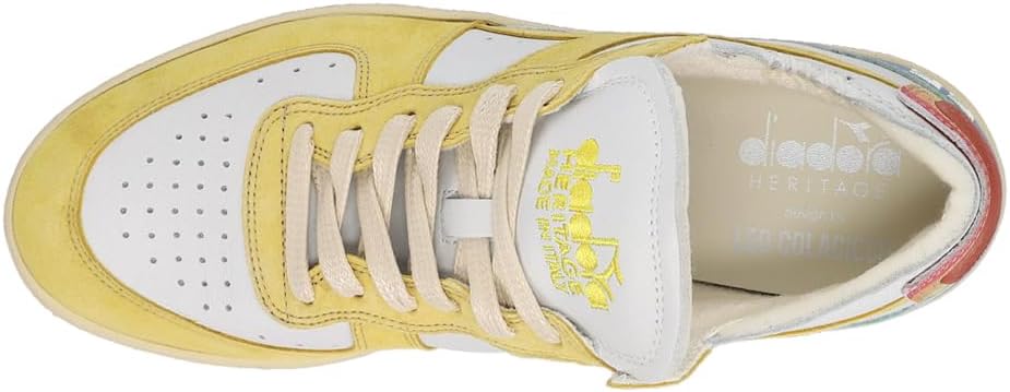 Мужские кроссовки Diadora Mi Basket Row Cut Denver 55 перфорированные на шнуровке, повседневные - желтые — фото 4