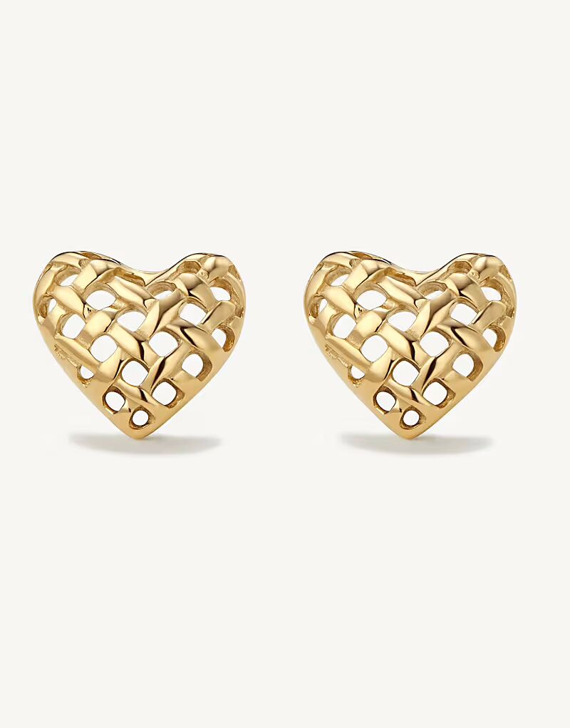 

Серьги-гвоздики в форме плетеных сердечек из золота D. Louise