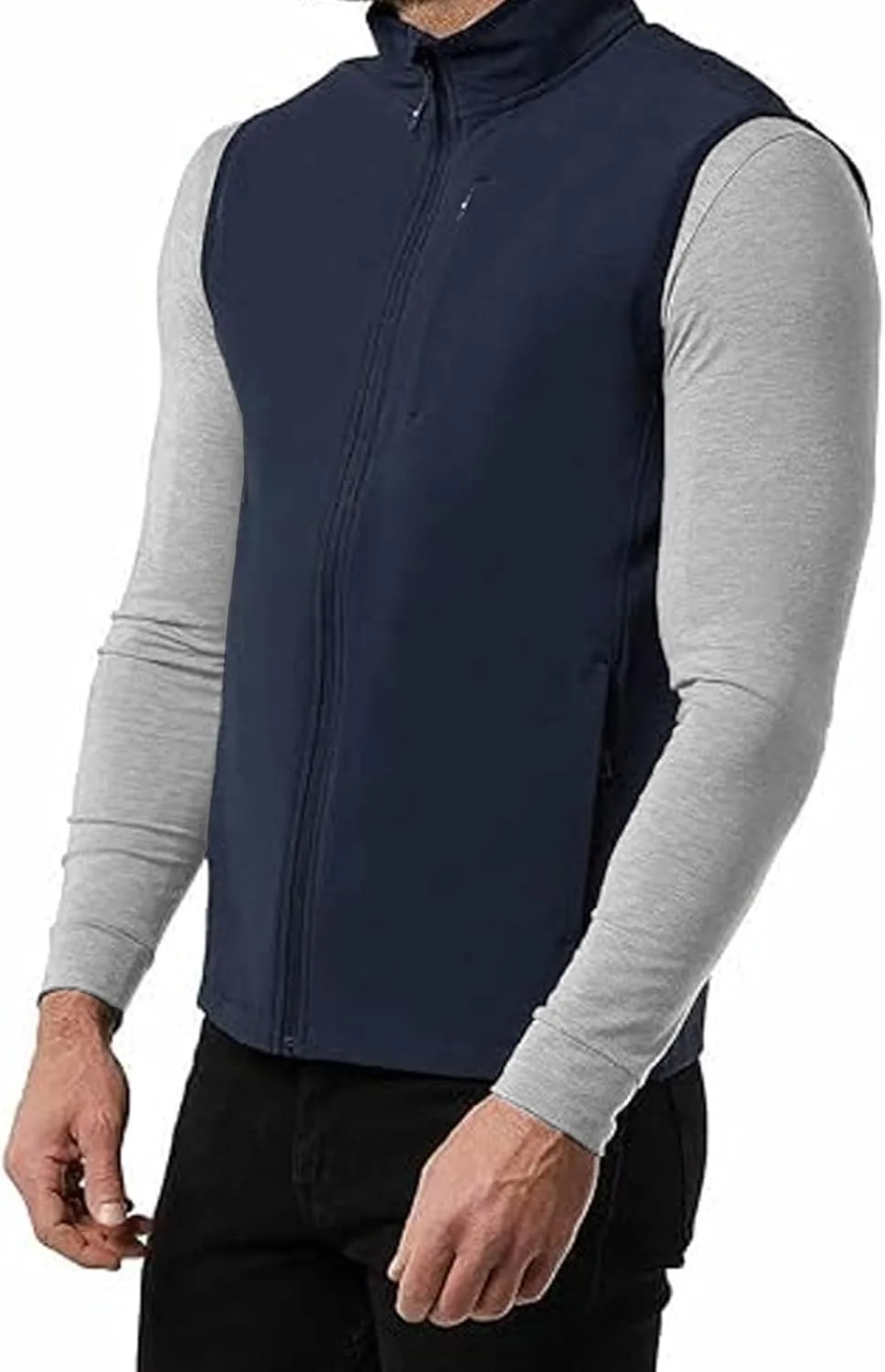 Легкий мужской жилет-безрукавка из софтшелла, ветрозащитная верхняя одежда, куртка для гольфа, бега, походов, пуховый жилет для мужчин Generic, синий — фото 3