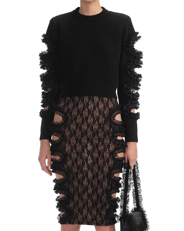 

X Christopher Kane свитер с ажурной отделкой Self-Portrait, черный