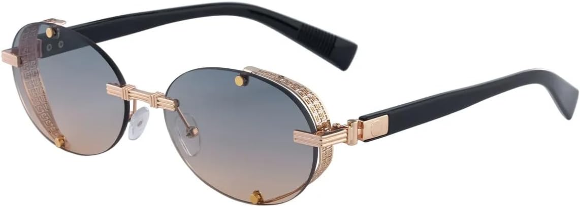 

Солнцезащитные очки с защитой UV400 | Овальная металлическая оправа с заклепками в стиле панк | для женщин и мужчин, для занятий спортом на открытом воздухе и вождения DSVIGF, Green Yellow