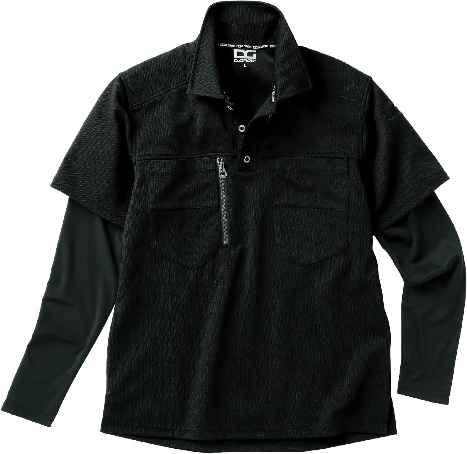 

Мужская рубашка-поло Deeplo DG814, с имитацией многослойности D.Grow, черный