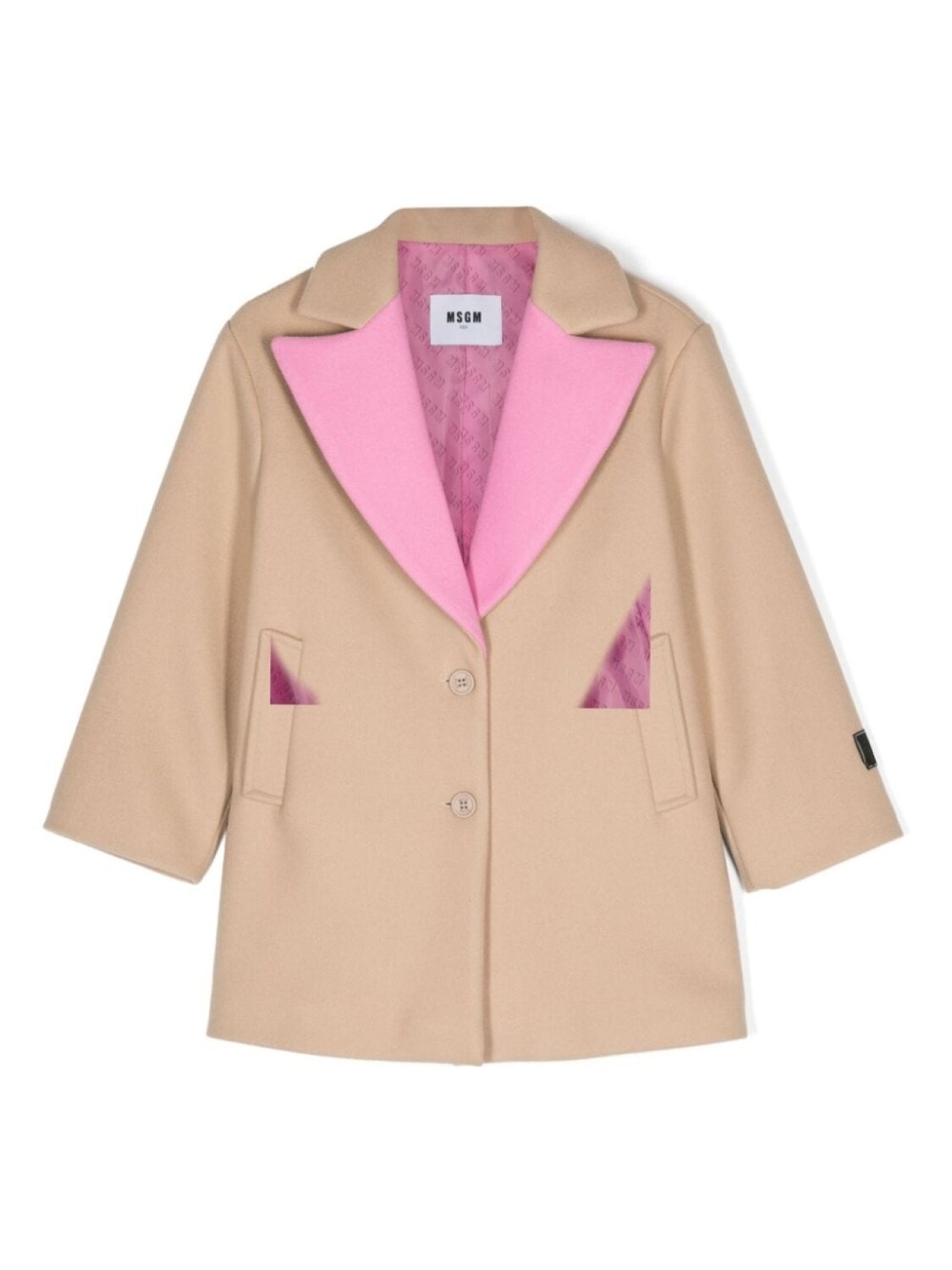 

Пальто в стиле колор-блок MSGM Kids, бежевый/розовый