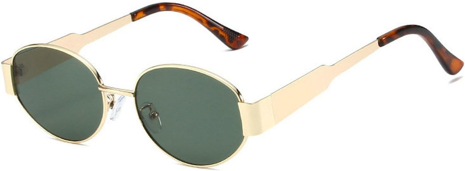 

COTIA Маленькие модные овальные солнцезащитные очки для мужчин и женщин, круглые солнцезащитные очки в стиле 90-х, классические винтажные панк-солнцезащитные очки W35, Gold Green