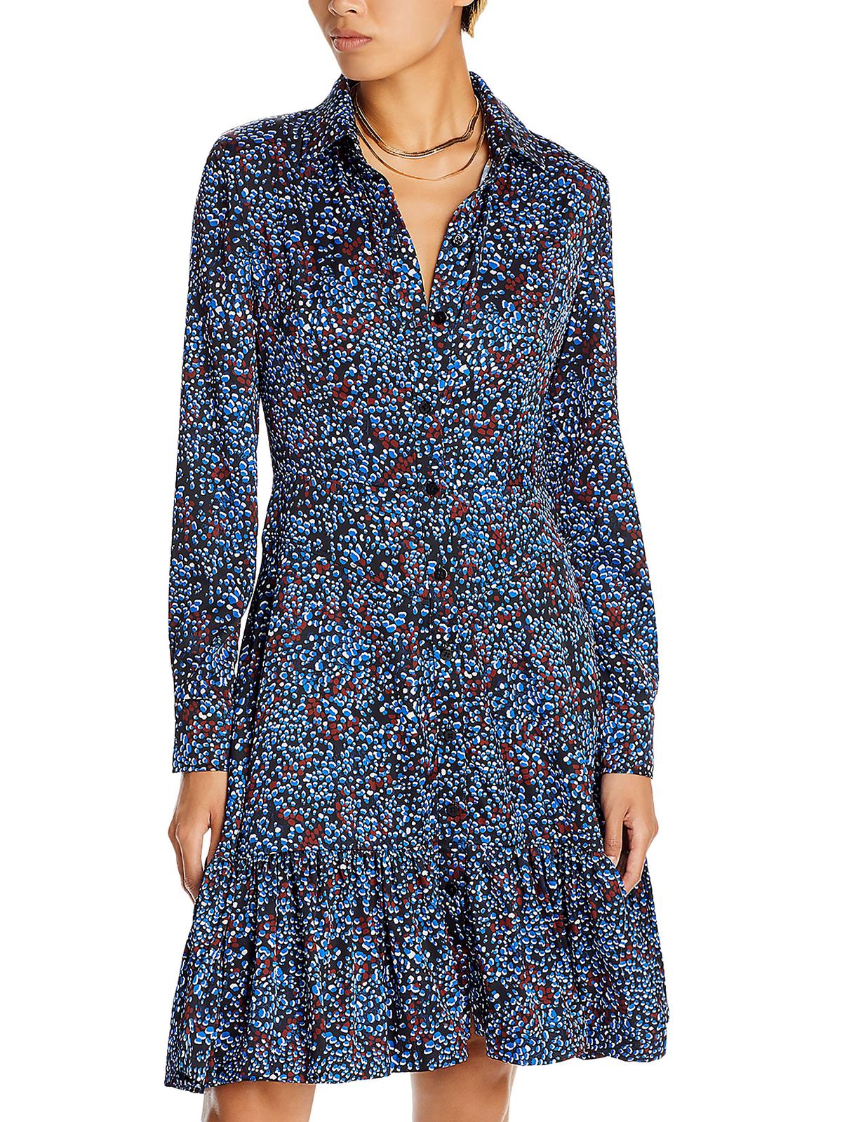 

Женское платье-рубашка с принтом и воротником Undra Celeste New York, цвет iris blue printed