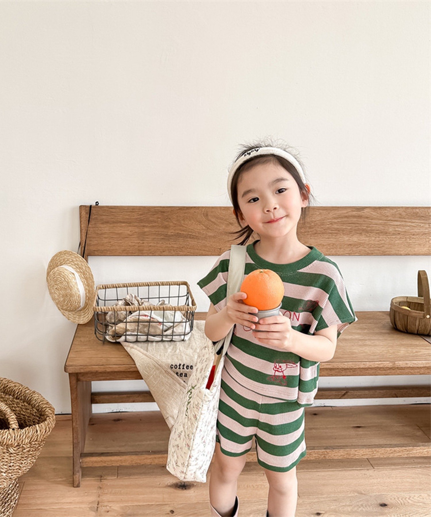 Корейский детский комплект одежды с принтом на передней части. Aimoha Kids, green — фото 2