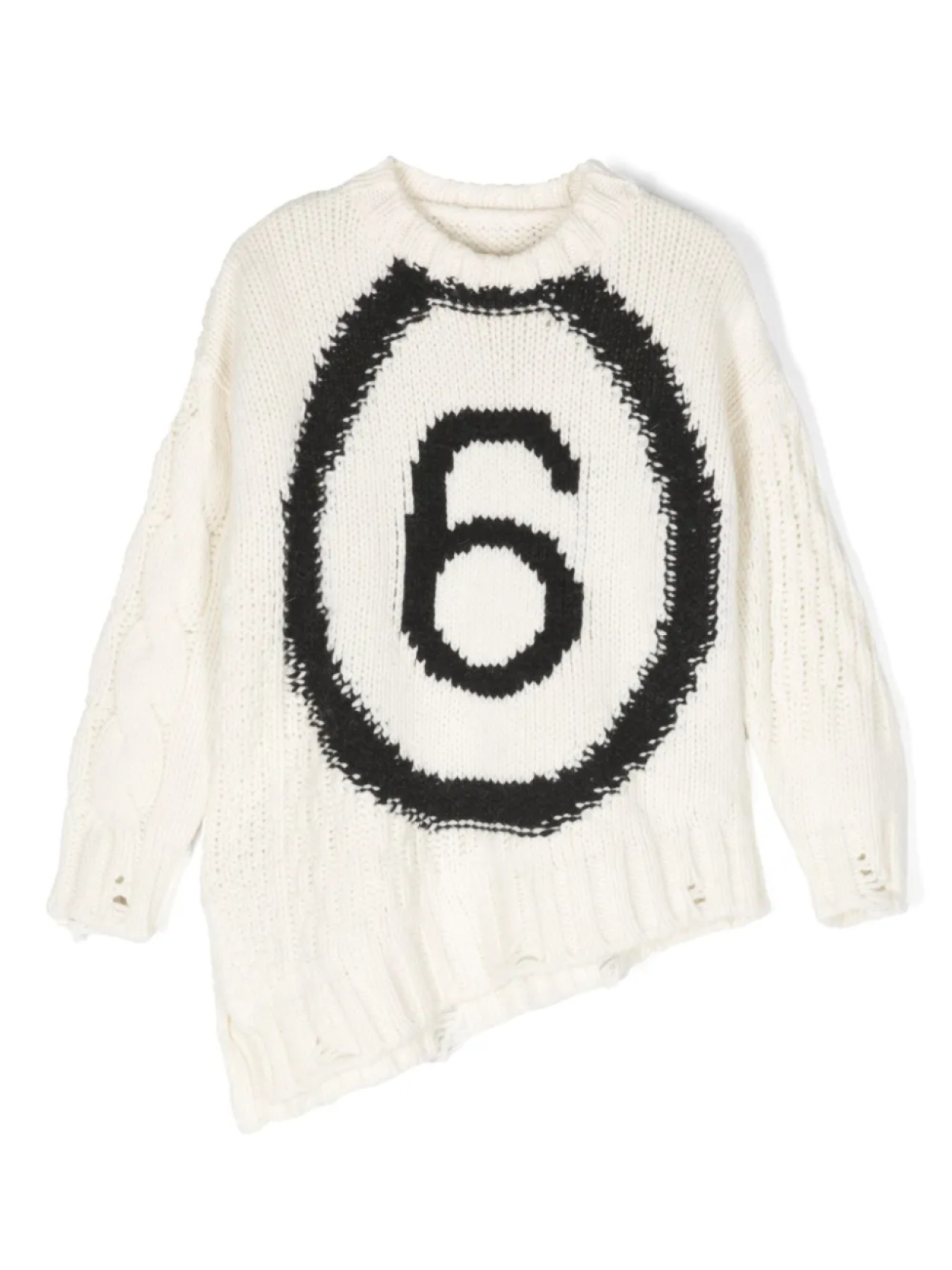 

MM6 Maison Margiela Kids джемпер асимметричного кроя с логотипом, нейтральный