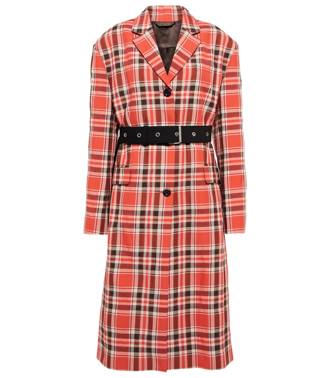 Клетчатое пальто с поясом Acne Studios, Red/Brown