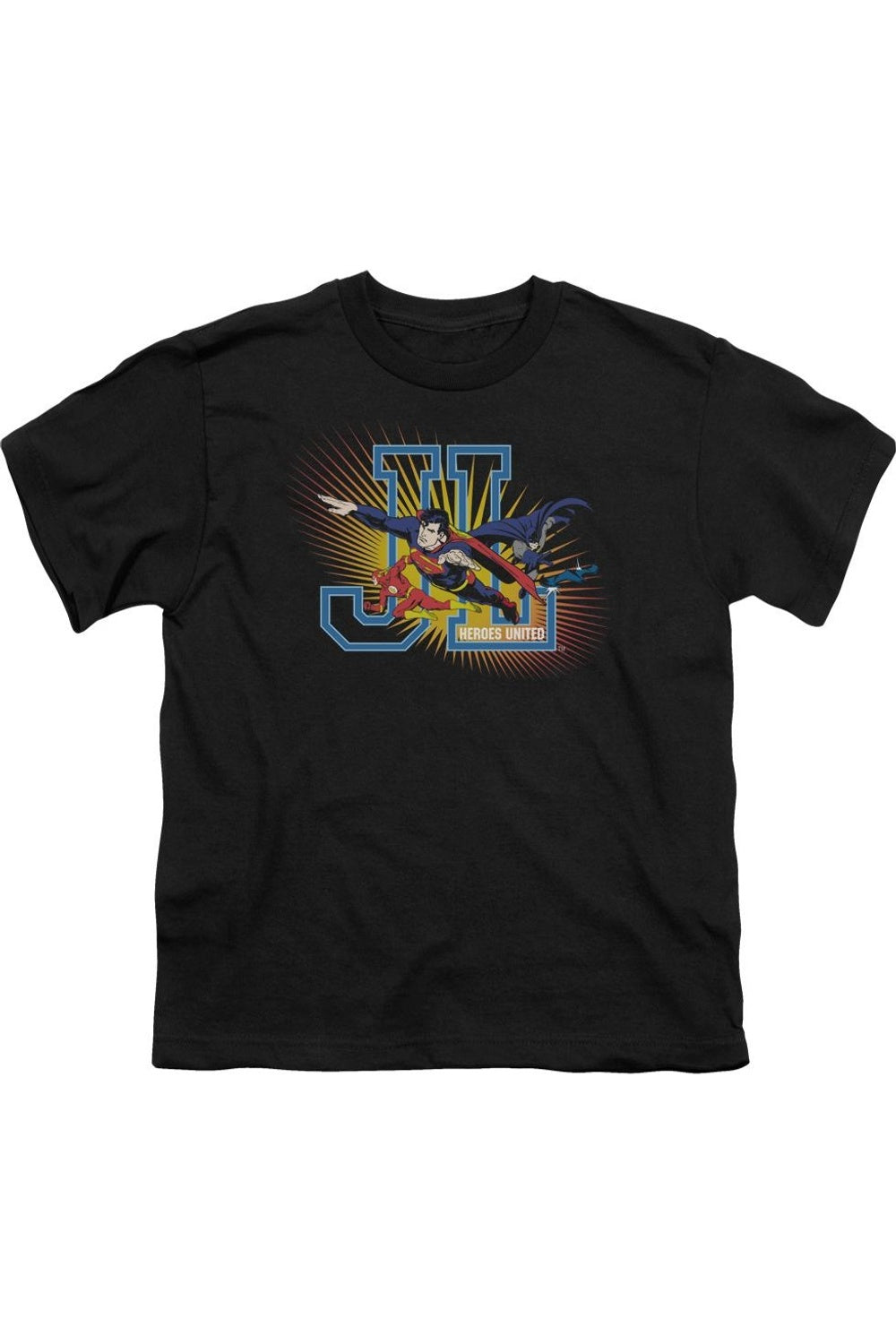 

Футболка с коротким рукавом для детей "Лига справедливости Америки: Объединенные герои" Gildan, черный