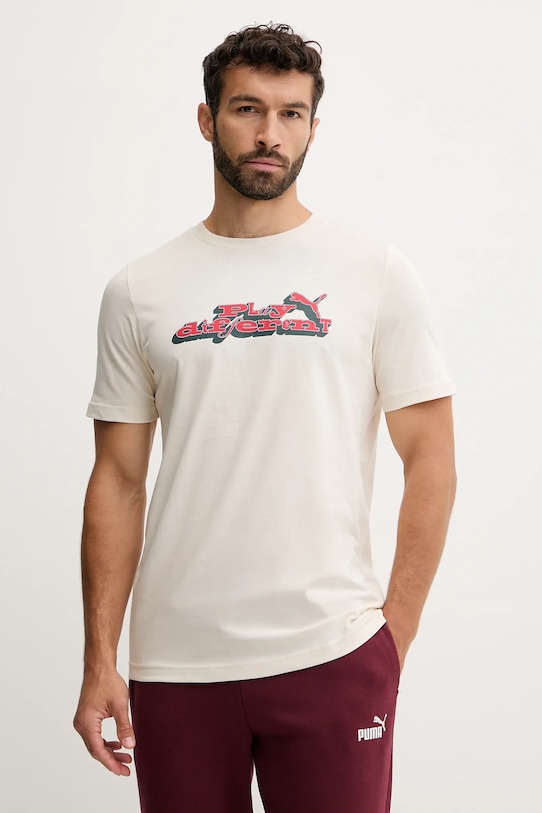 

Хлопковая футболка Puma, бежевый