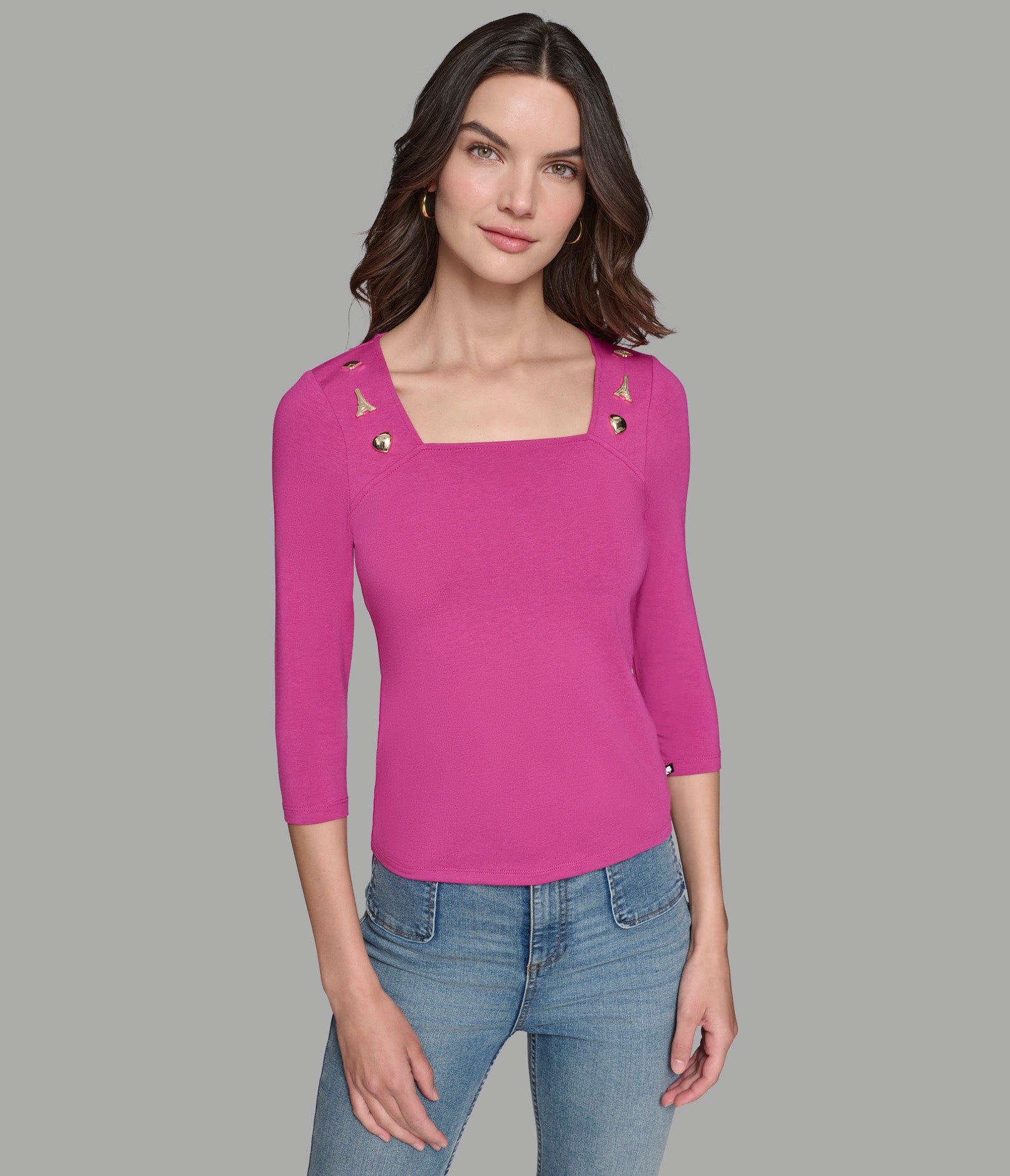 

Топ long sleeve knit with pins KARL LAGERFELD PARIS, фиолетовый