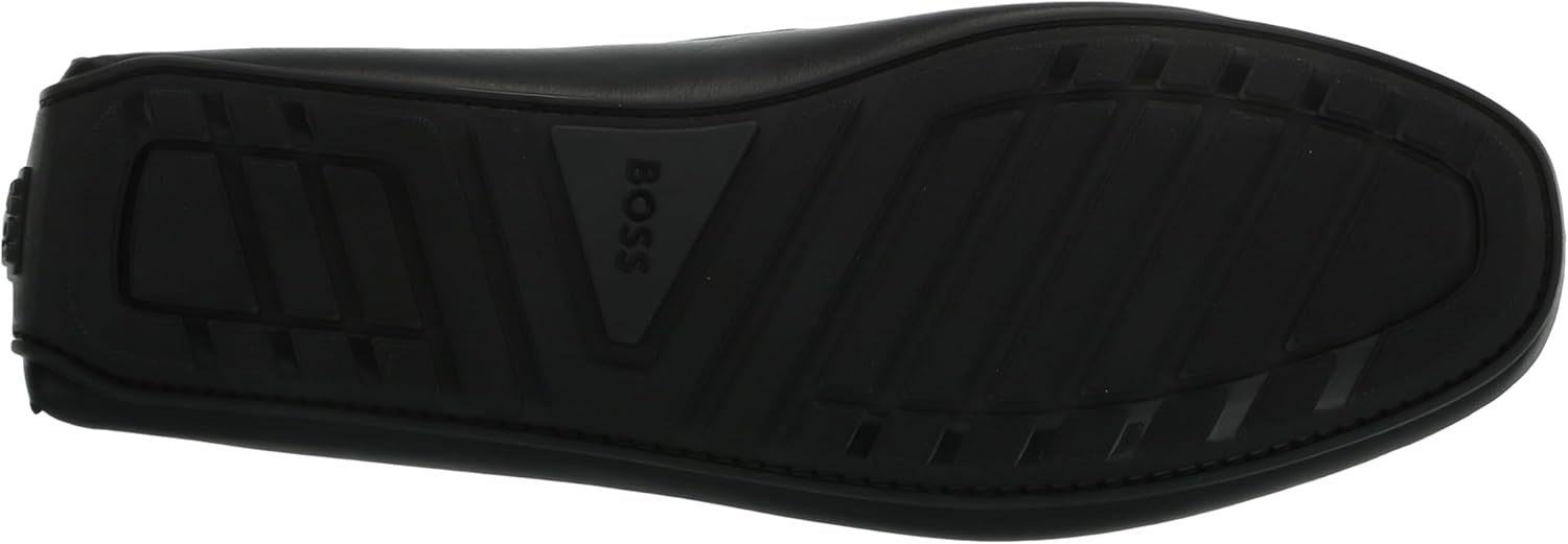BOSS Мужские гладкие кожаные лоферы-водители, Black Pepper — фото 4