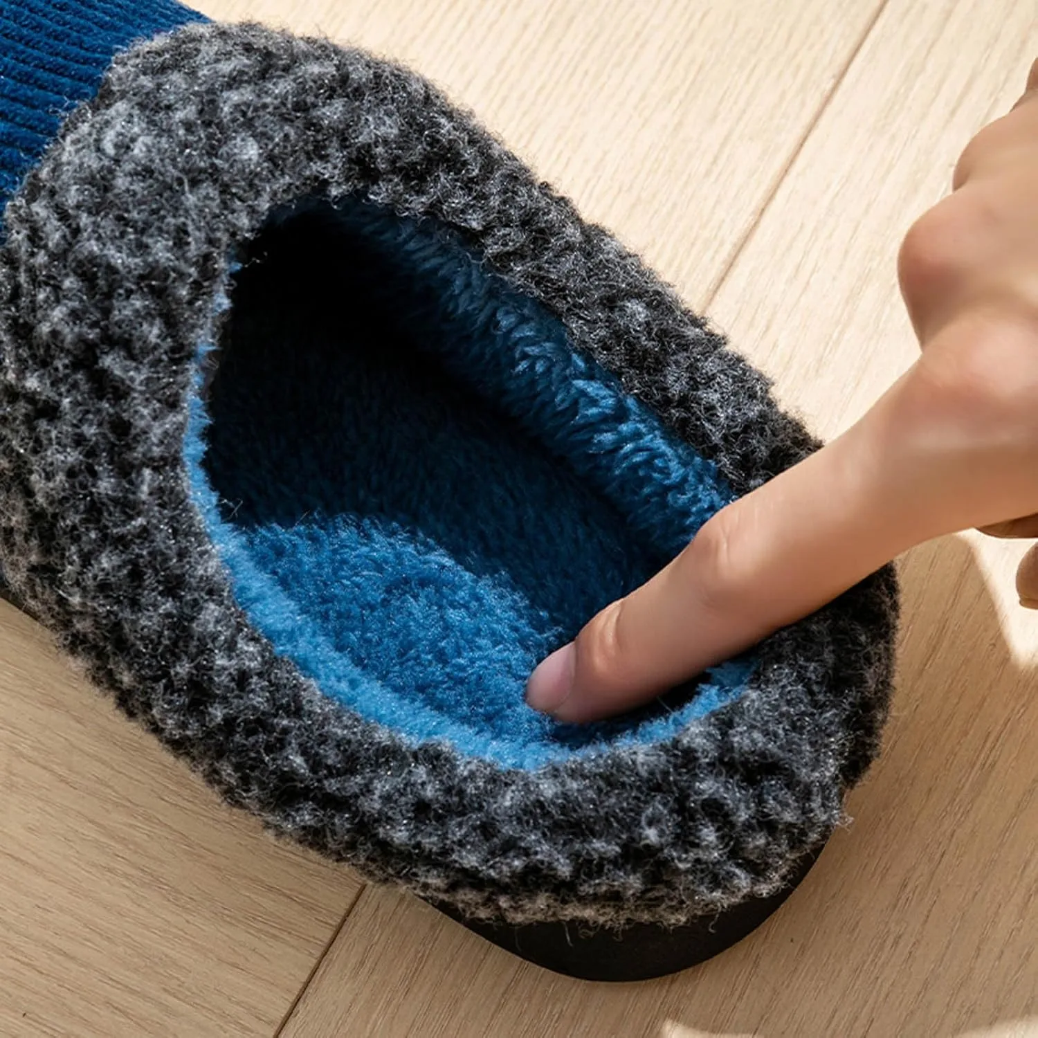 Женские тапочки, теплые тапочки, мужские тапочки, тапочки унисекс, современные теплые тапочки, зимние мягкие тапочки, плюшевые тапочки, уютные домашние пушистые тапочки Generic, синий — фото 2