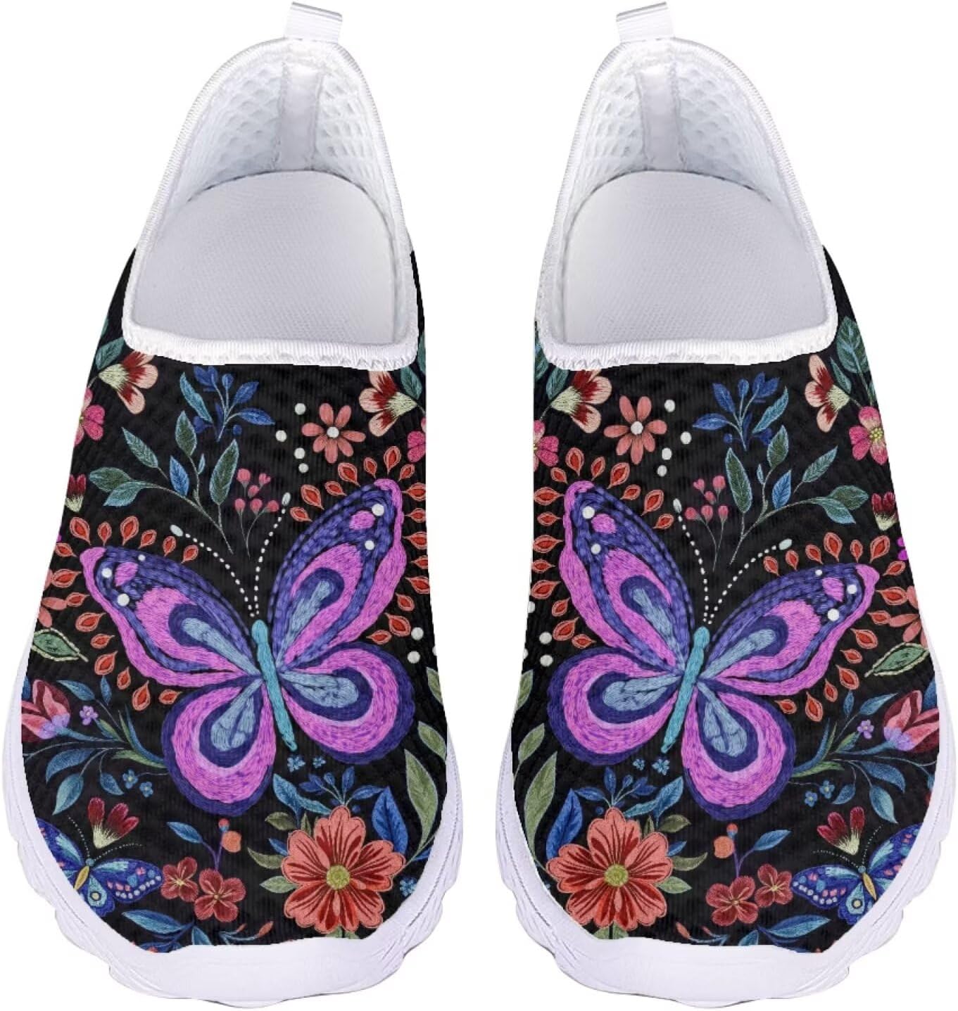 

Кроссовки Jeiento Slip On из сетки для женщин и мужчин, дышащие, пляжные, водные, на плоской подошве, теннисные, для бега и повседневной носки, 70s Aesthetic Flower Butterfly