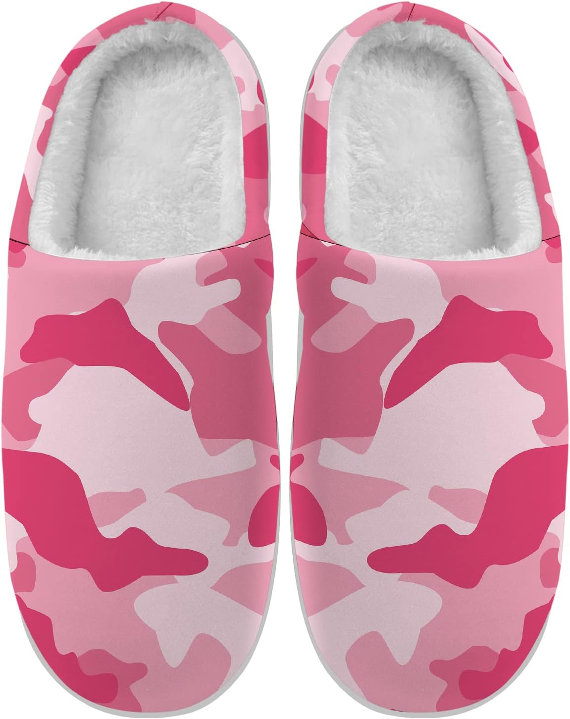 

Тапочки Ciadoon Камуфляж Женские и Мужские Домашние Тапочки Слипоны с Памятью Формы Мягкие Теплые Тапочки Зимние Сандалии Обувь Подарки, белый/розовый