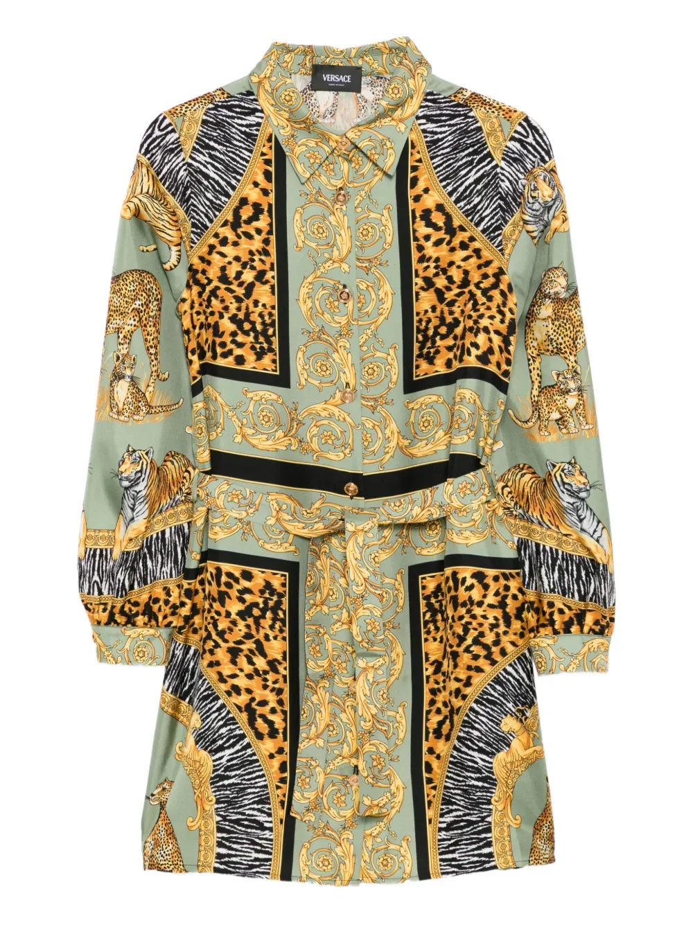 Платье с принтом по всей поверхности Versace Kids, зеленый