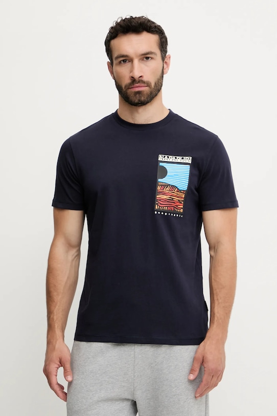 

Хлопковая футболка S-Valdor Napapijri, темно-синий