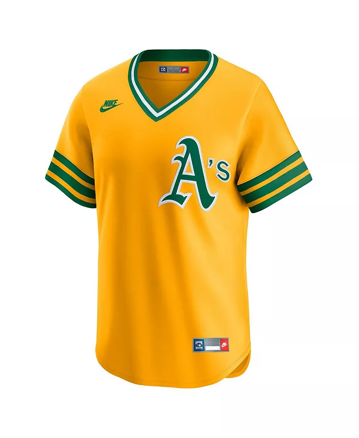 Мужская бейсбольная джерси Oakland Athletics Cooperstown Collection Limited золотого цвета Nike — фото 2