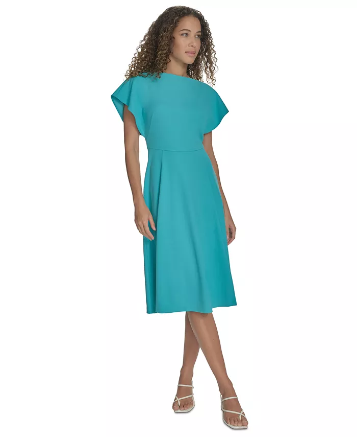 

Женское платье миди с расклешенными рукавами и силуэтом А-силуэта Calvin Klein, синий