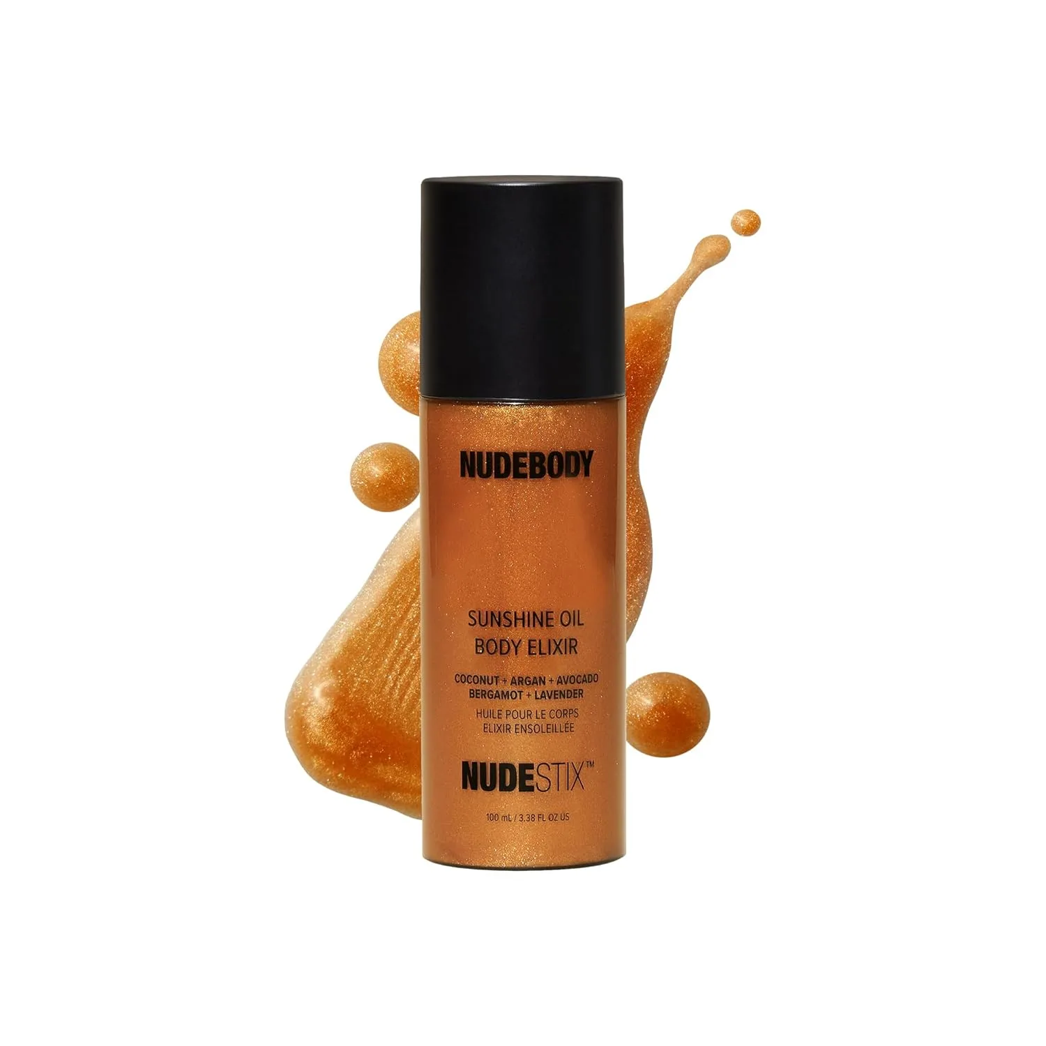 Nudestix Sunshine Oil Body Elixir - увлажняющее масло для тела с эффектом автозагара и золотистым шиммером, без DHA, с кокосом, арганой, авокадо и скваланом, веганское 100 мл (1 шт.)