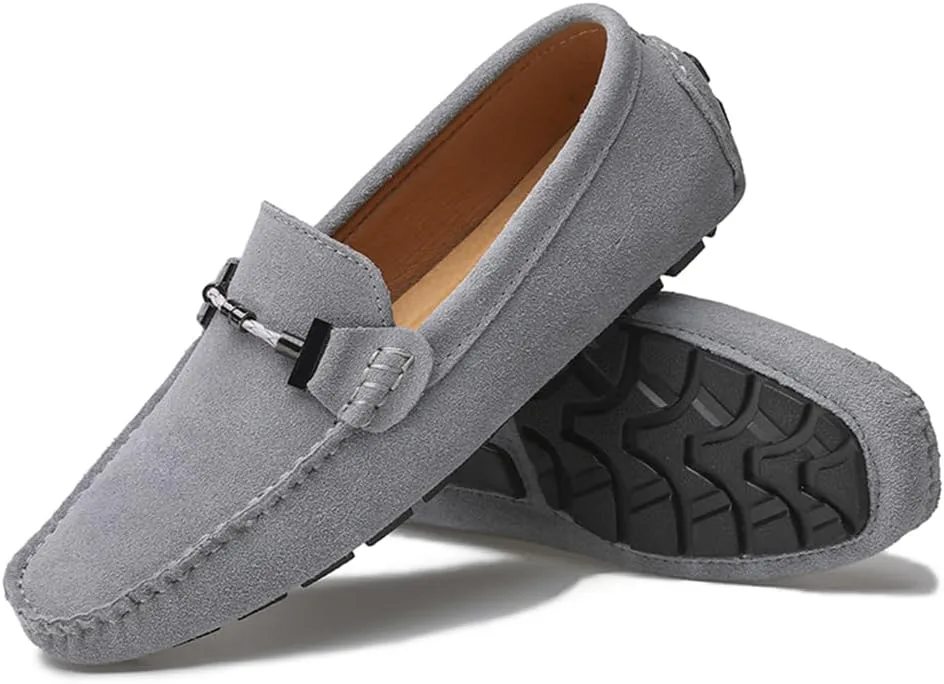 

Мужские лоферы ручной работы из замши без шнурков, удобные повседневные мокасины для вождения, дышащие туфли-лоферы Abborora, серый
