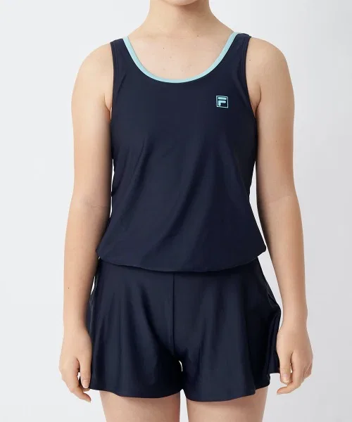 【FILA】Детский школьный купальник-комбинезон, школьный купальник, купальник для плавания, защита от ультрафиолета UPF50+