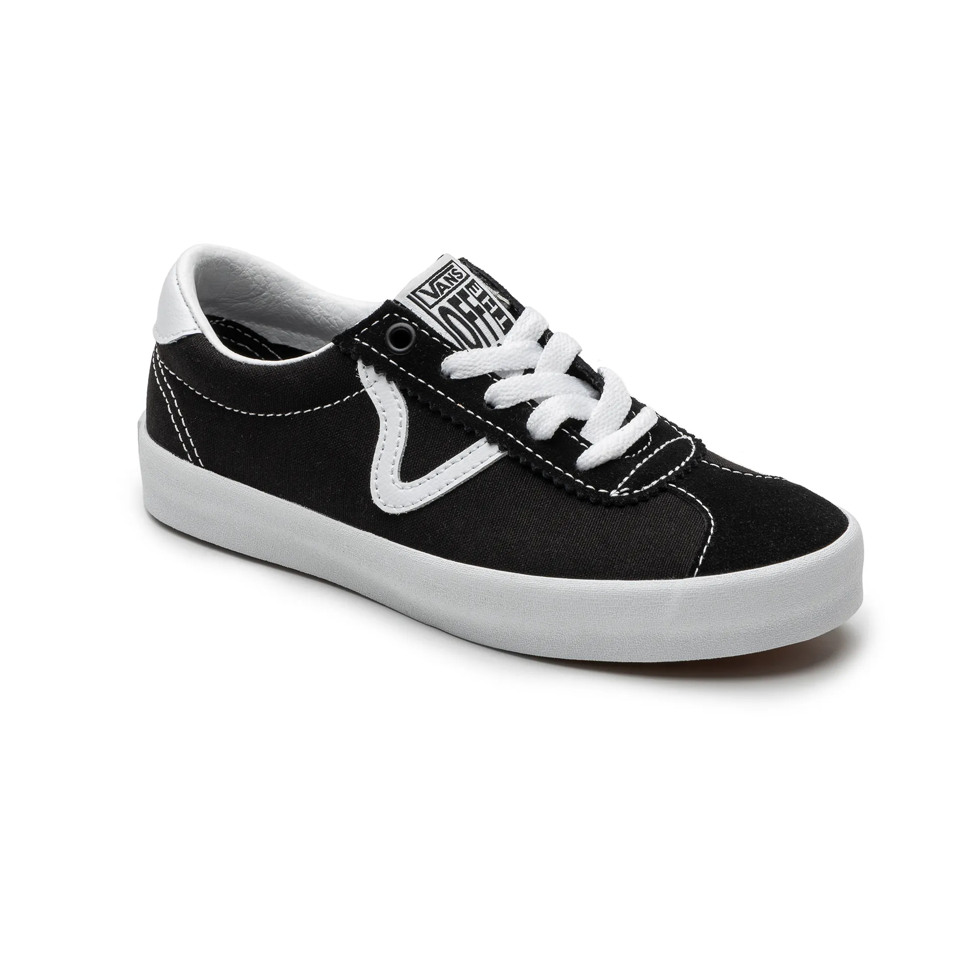 Детские спортивные низкие повседневные кроссовки Vans, Black/White — фото 4