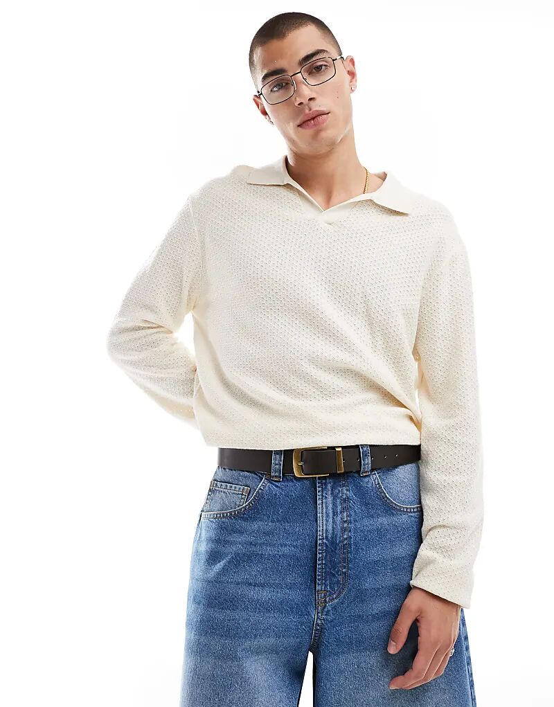 

Трикотажное поло с длинными рукавами Cotton On кремового цвета Cotton:On