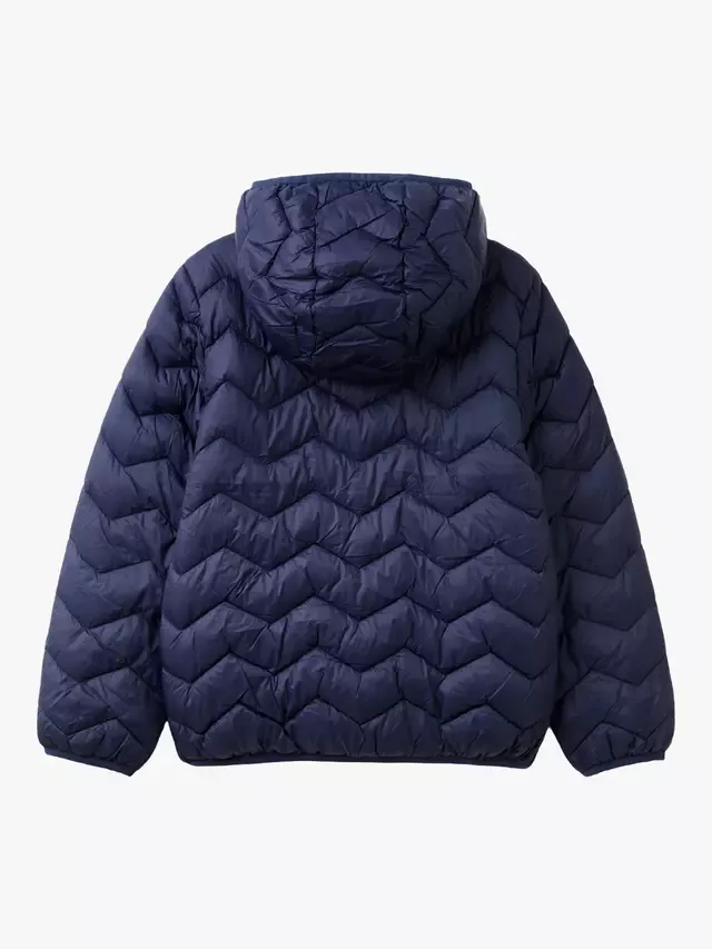 Детская стеганая куртка-пуховик с капюшоном, темно-синяя Benetton — фото 2