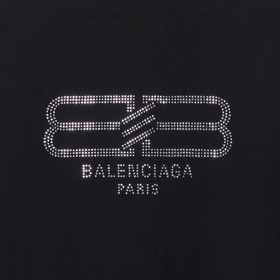 Футболка Balenciaga BB Paris Strass T-shirt Medium Fit 'Black Faded', черный — фото 3