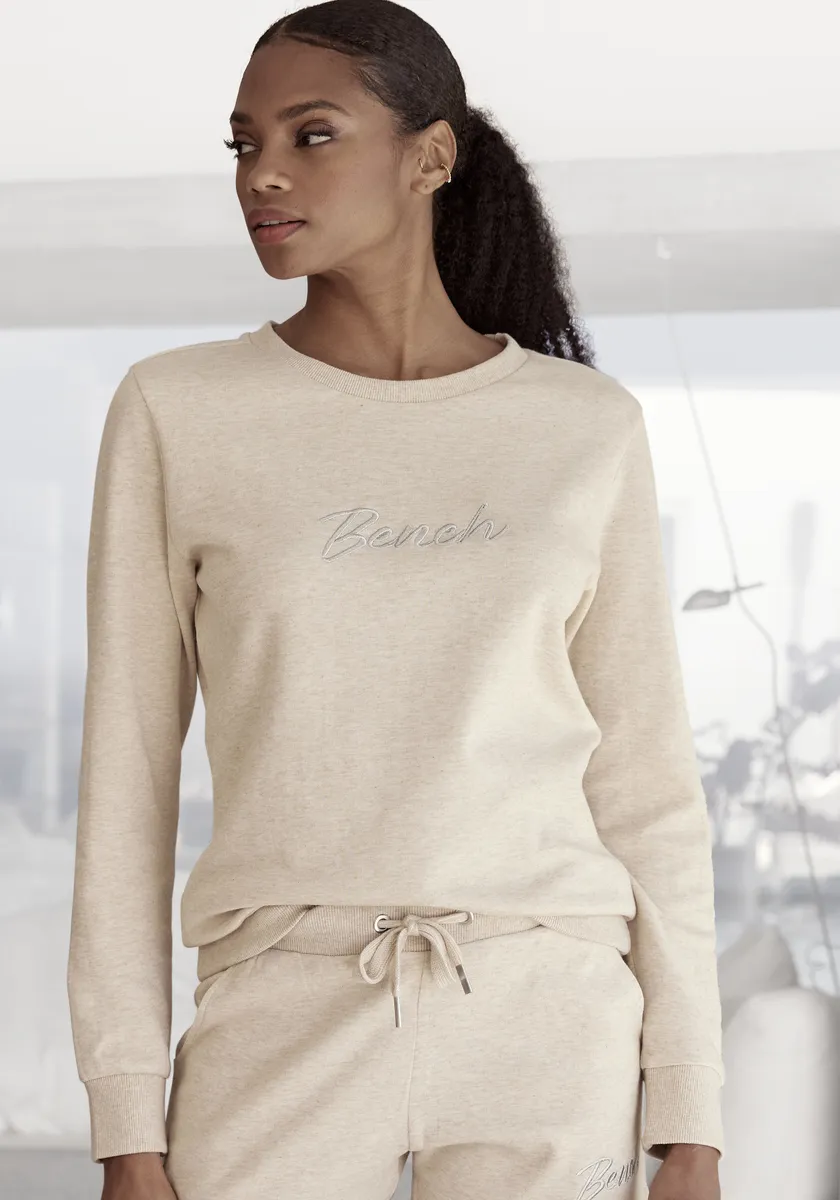 

Bench Толстовка для дома "Loungeshirt", с блестящей вышивкой логотипа, одежда для дома, костюм для отдыха Bench Loungewear, бежевый