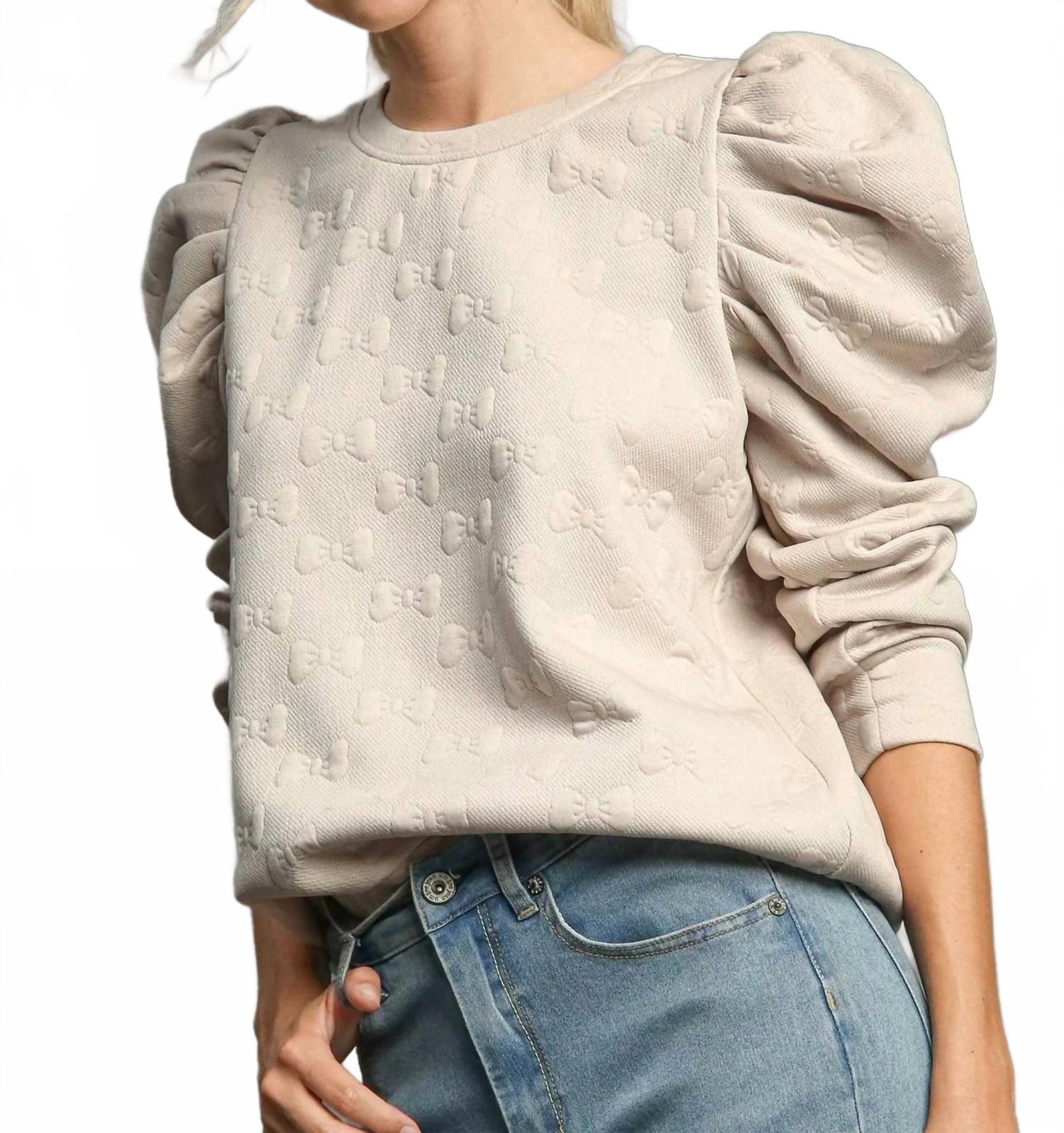 

Жаккардовый пуловер с бантом и узором «Sweet Stitch» бежевого цвета Upmost, бежевый