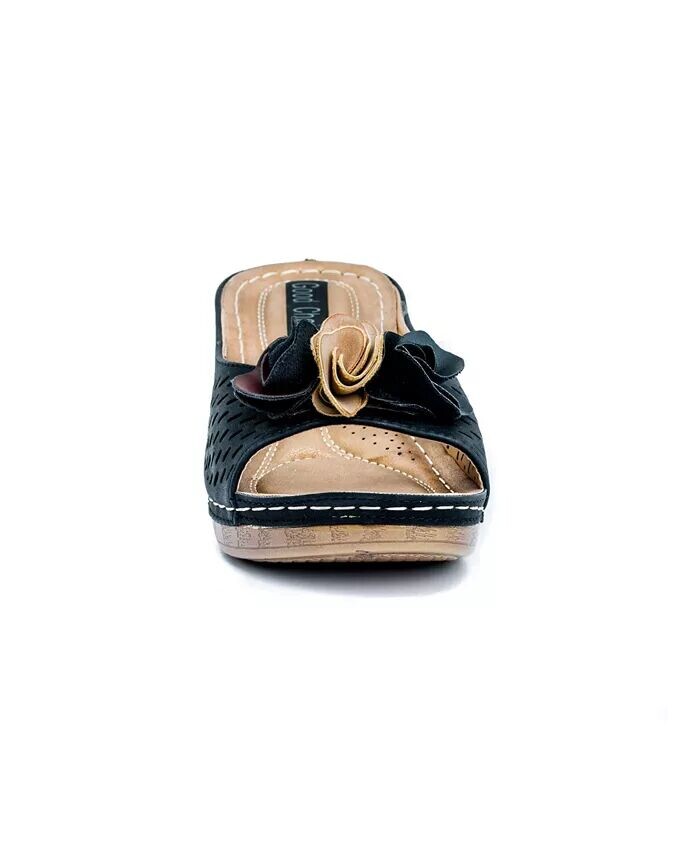 Женские босоножки на танкетке с цветочным принтом Juliet GC Shoes, черный — фото 3