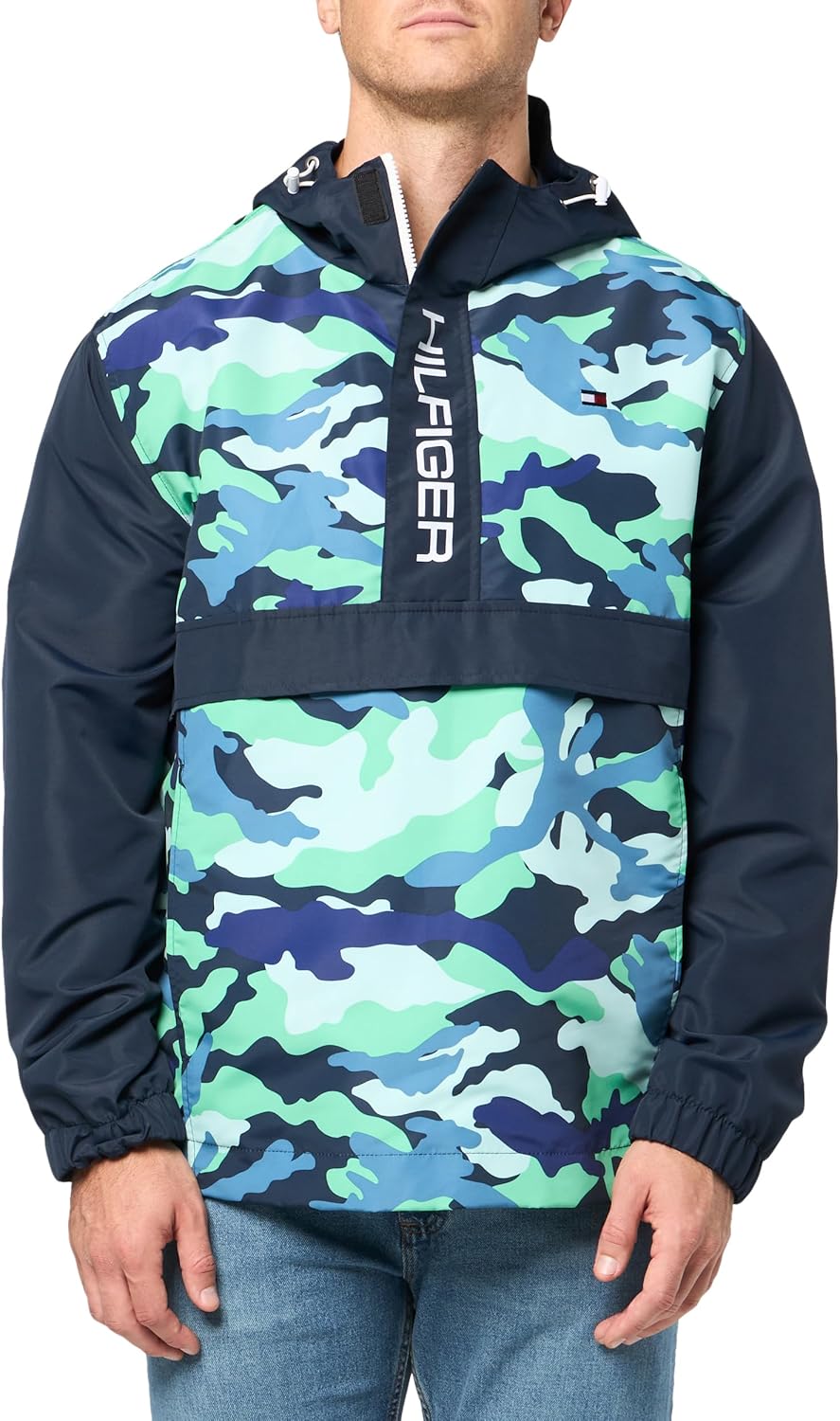 

Мужская легкая куртка-поповер в стиле ретро от Tommy Hilfiger Taslan, Blue/Green Camouflage