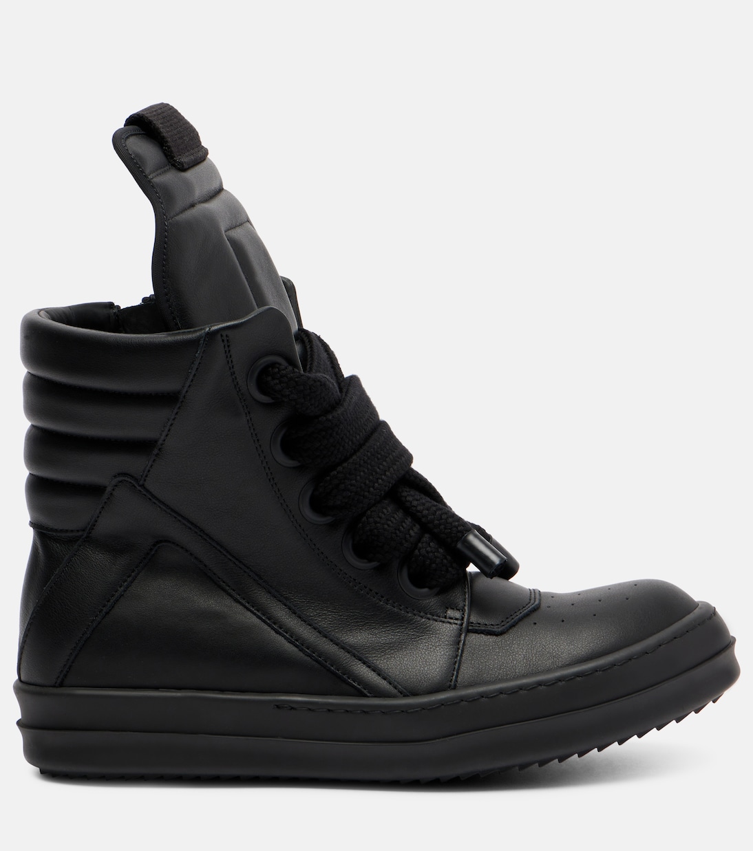 Кожаные кроссовки Jumbolace Geobasket Rick Owens, All Black — фото 4