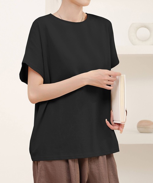 

Женская повседневная футболка с рукавом «летучая мышь», 100% хлопок Cinderella, черный