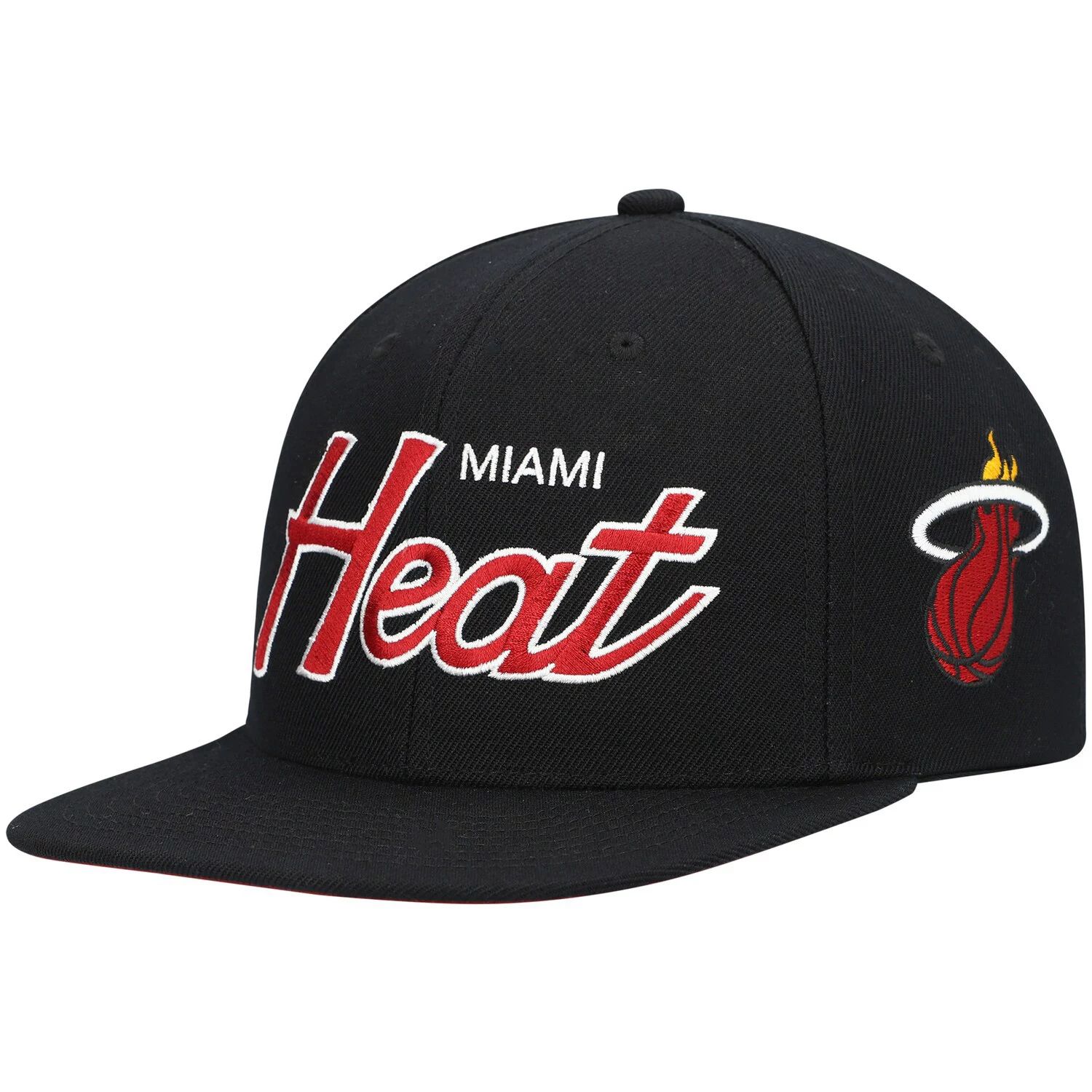 

Мужская кепка Mitchell & Ness Black Miami Heat из твердой древесины Classics Script 2.0 Snapback