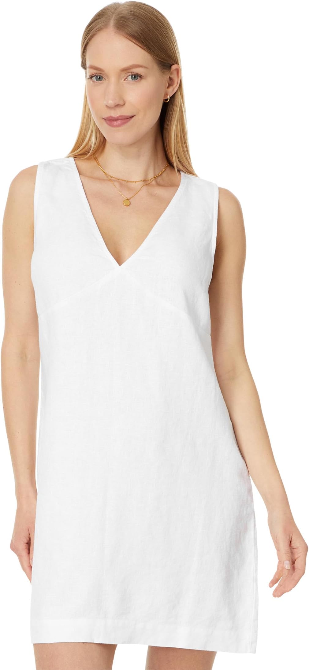 

Платье Madewell V-Neck Mini Dress in Heavyweight Linen, цвет Eyelet White
