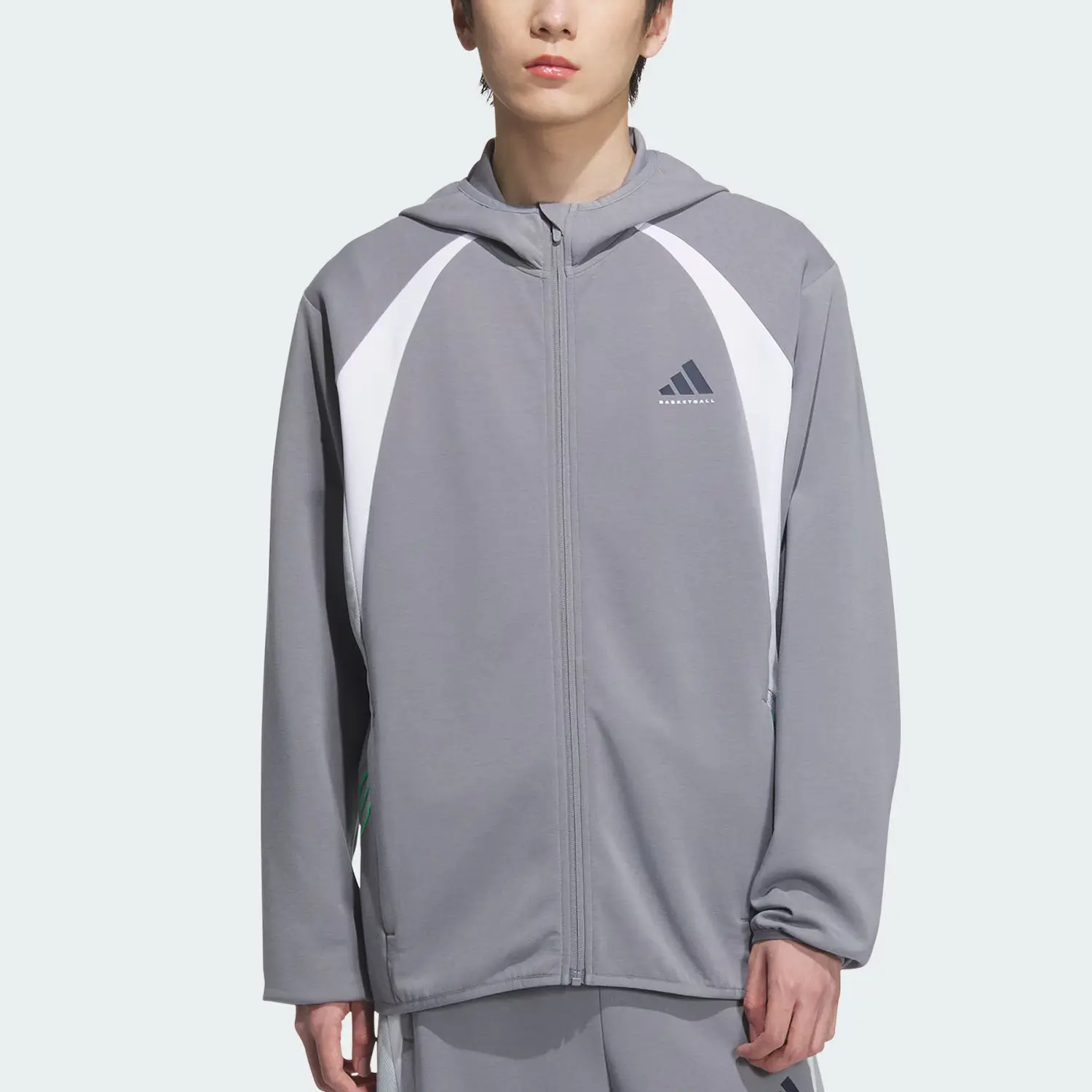Adidas Баскетбольная куртка мужская, Light Gray/White — фото 2