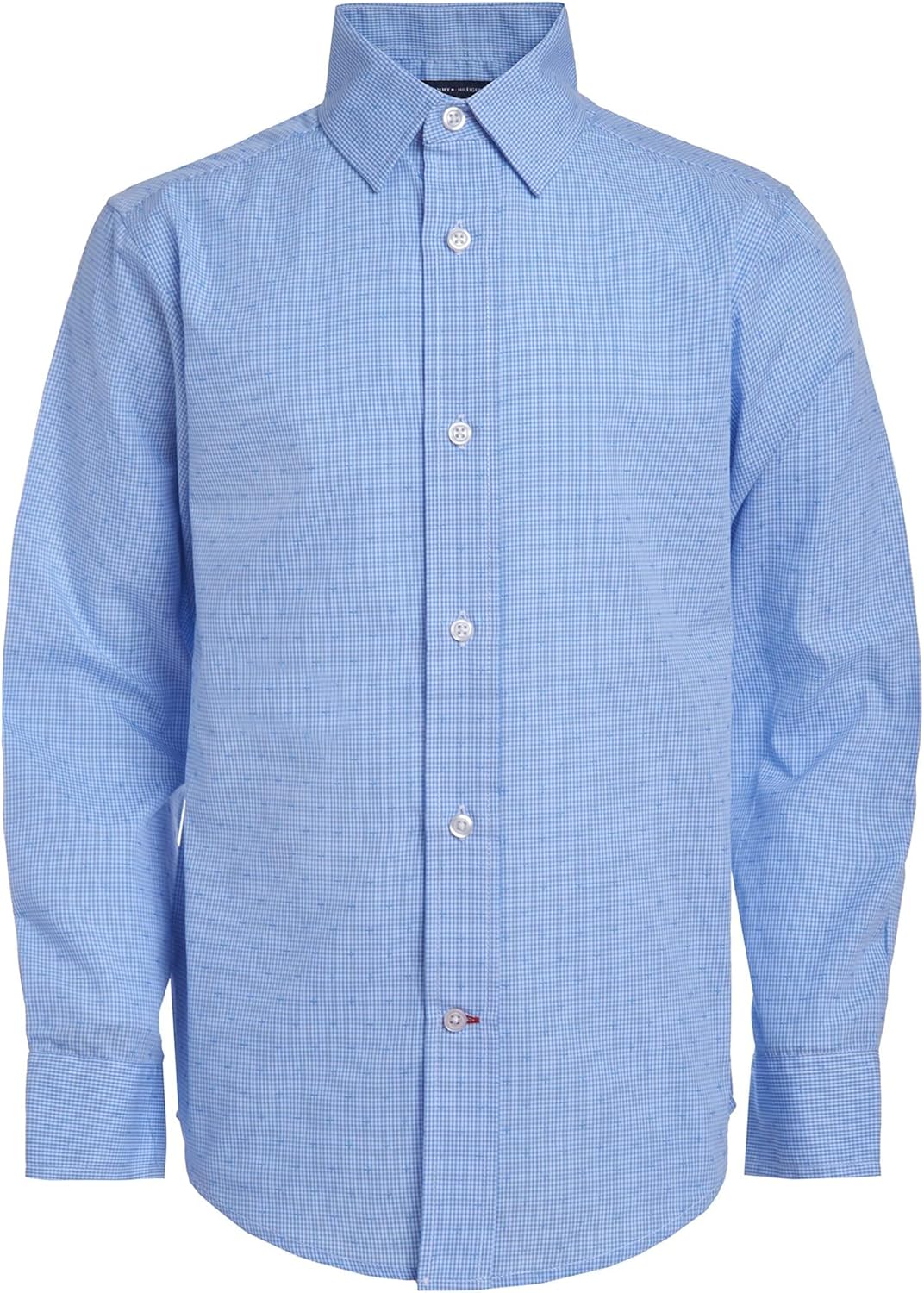 

Рубашка Tommy Hilfiger Boys с длинными рукавами, воротником, застежкой на пуговицы и манжетами, в клетку "гингем", Medium Blue