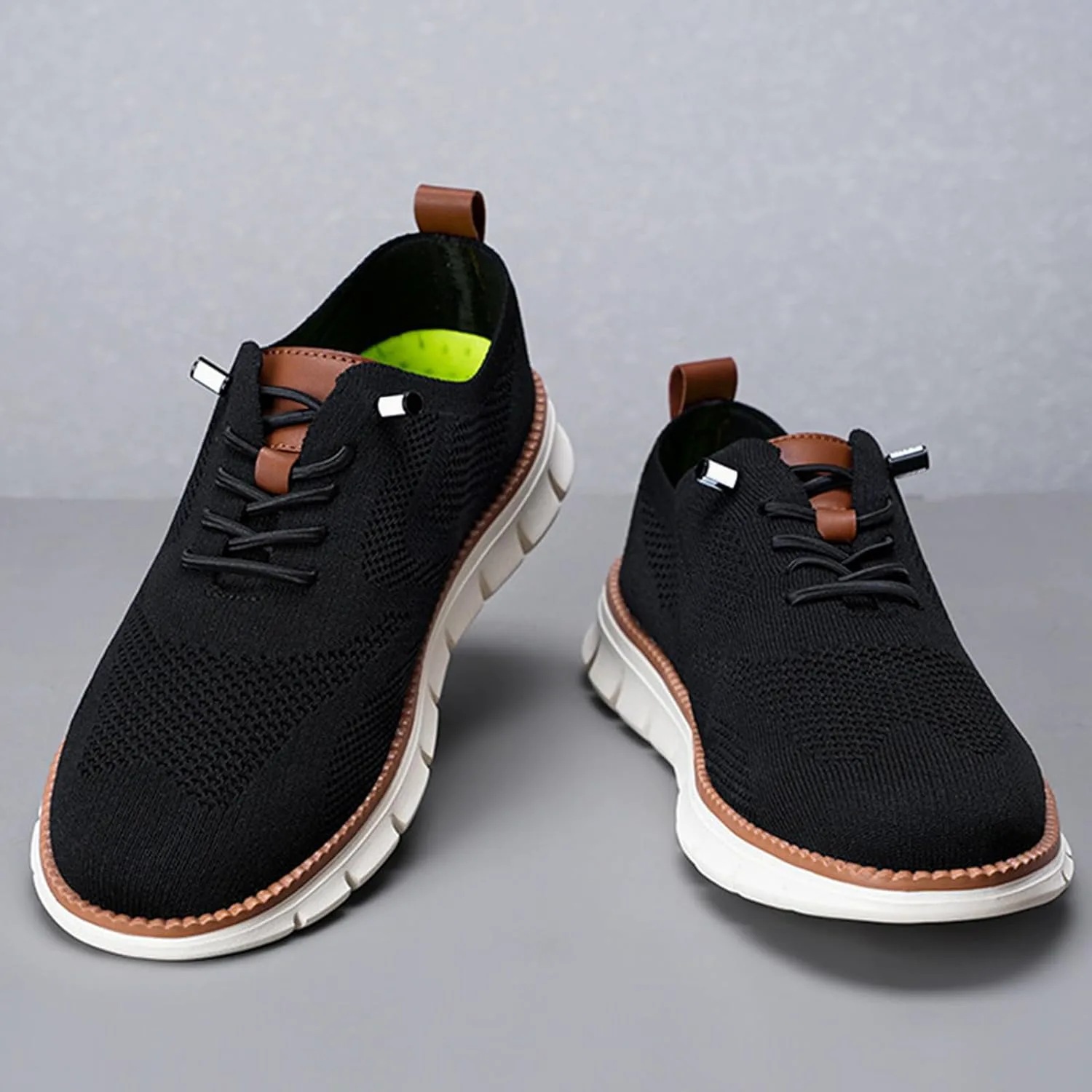 Мужские повседневные туфли Oxfords, деловые сетчатые туфли для ходьбы, модные удобные кроссовки для тенниса и прогулок, шнуровка, дышащие, легкие, с мягкой подошвой, для работы на улице, кроссовки Breeze XDFVC, черный — фото 2