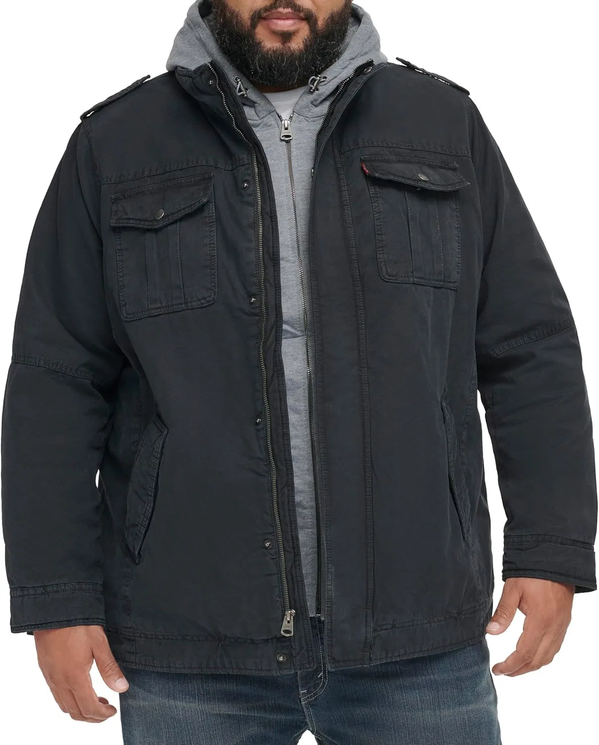Мужская куртка Military Hooded Cotton, Levi's, Navy/Sherpa Lined — фото 4