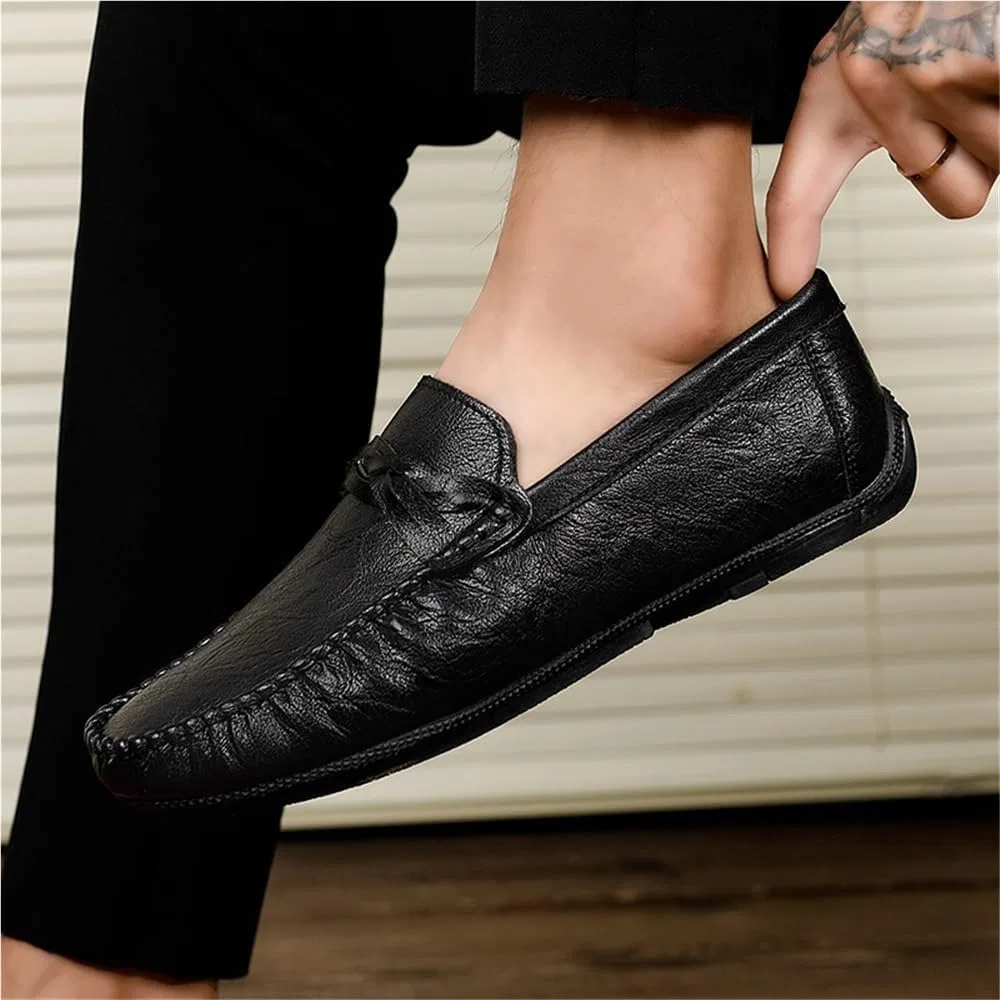 Мокасины Leather Mens Slip-on Loafers, Black DHFIRUFSHLO — фото 2
