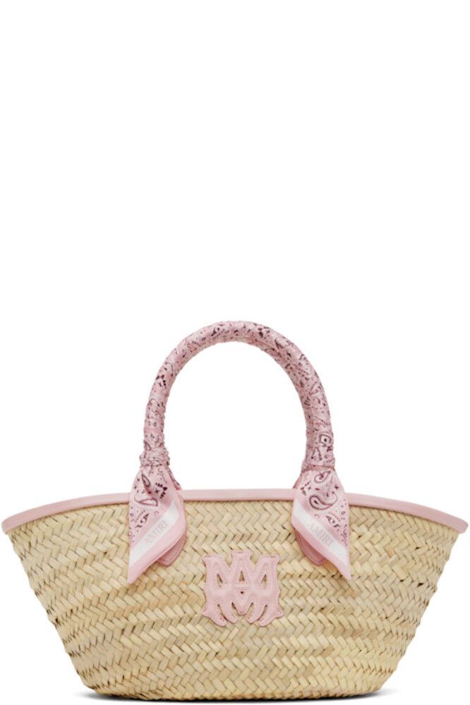 

Бежевый и розовый MA Raffia Micro Tote AMIRI