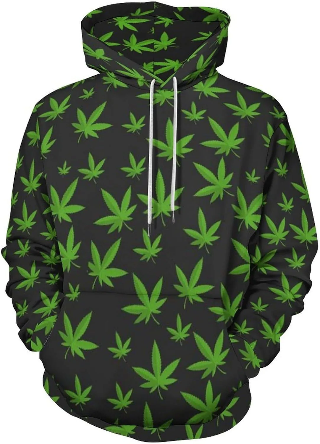 Толстовка с капюшоном Weed Leaf Yellow Hoodie для женщин и мужчин, модный пуловер, дышащая, с капюшоном, влагоотводящая, мягкая Generic, зеленый