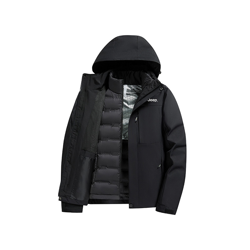 

Jeep Городская куртка для отдыха унисекс, Black (90 Fill Power White Duck Down Liner+Hard Shell Windbreaker Jacket Two-Piece Set)