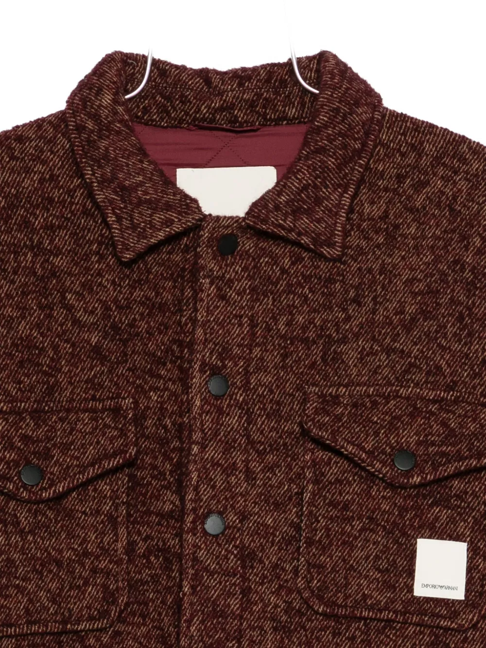 Рубашка-овершот из смешанной шерсти букле Emporio Armani, коричневый — фото 3